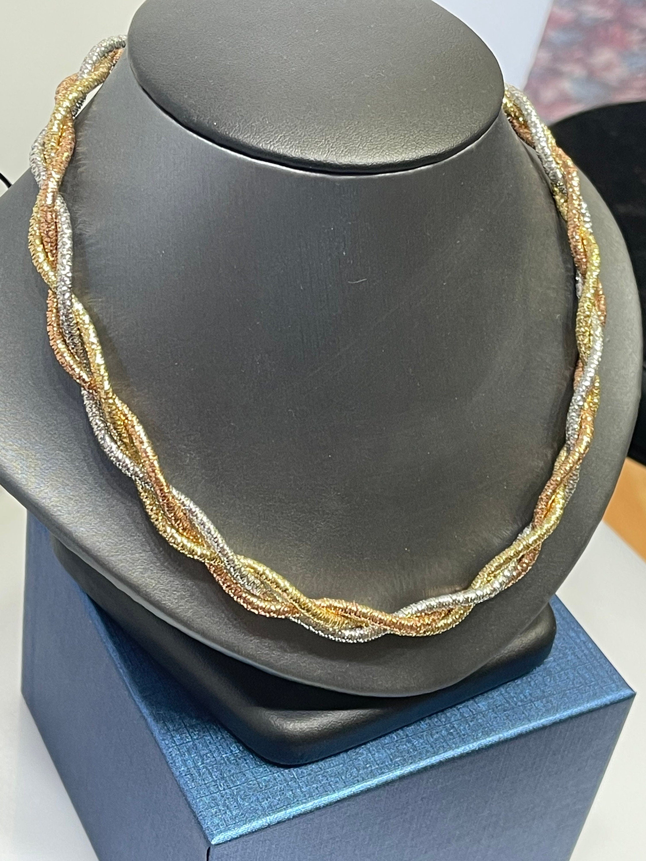 14kt Tri-Color Gold Rope Necklace