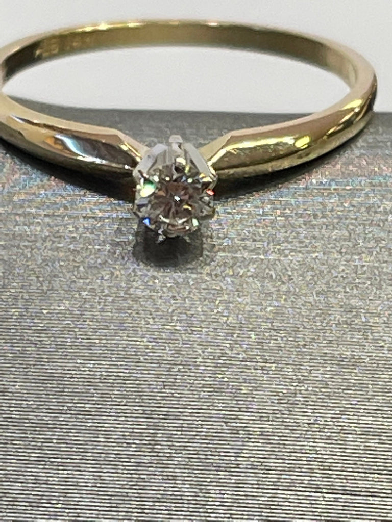 view three of 14 Karat Diamond Solitaire Ring Beveled Band Setting Engagement Promise Ring