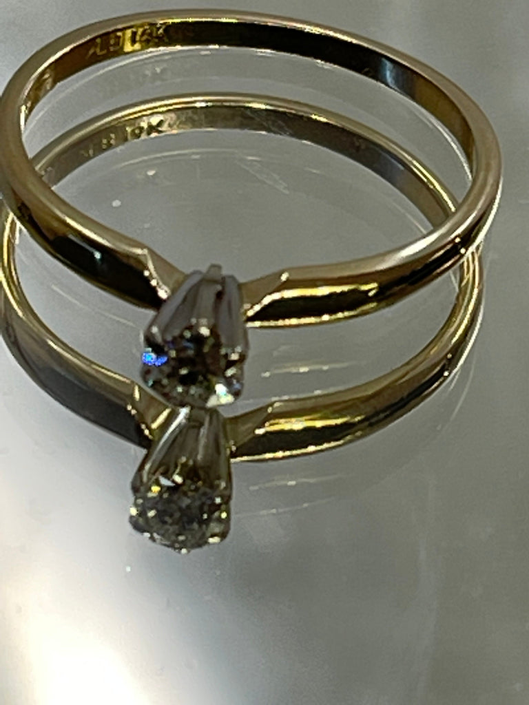 view five of 14 Karat Diamond Solitaire Ring Beveled Band Setting Engagement Promise Ring