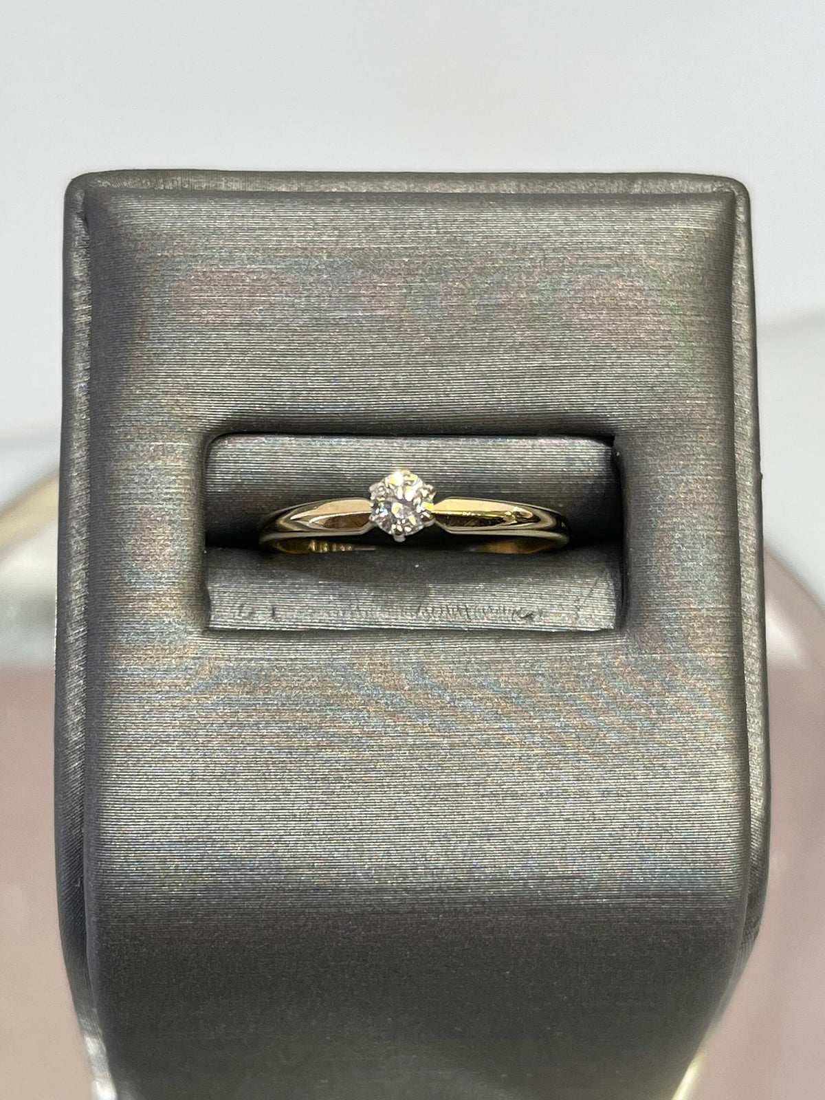 view one of 14 Karat Diamond Solitaire Ring Beveled Band Setting Engagement Promise Ring