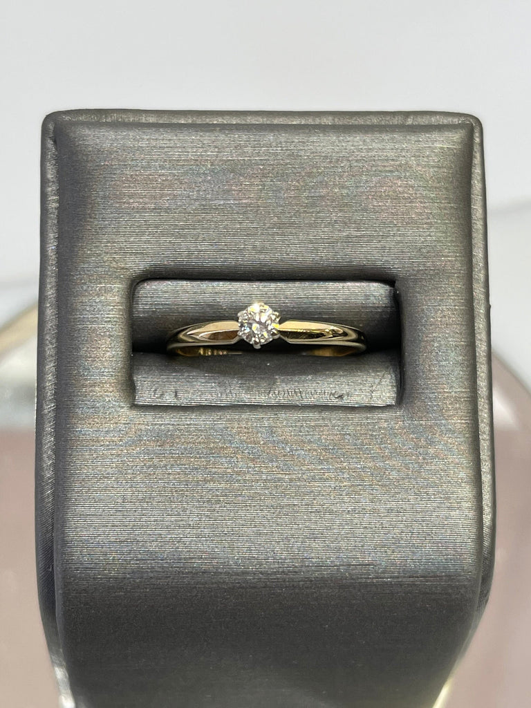 view one of 14 Karat Diamond Solitaire Ring Beveled Band Setting Engagement Promise Ring