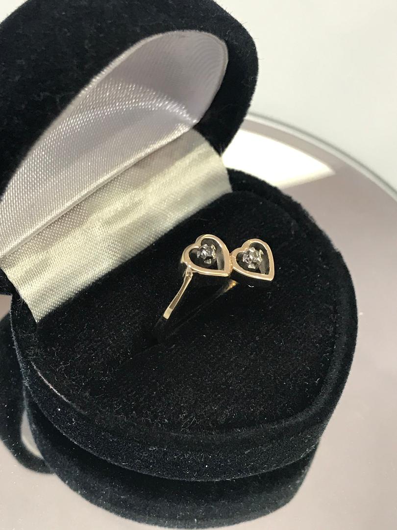 14 Karat Solid Yellow Gold Kissing Heart Diamond Ring - Philadelphia Gold & Silver Exchange