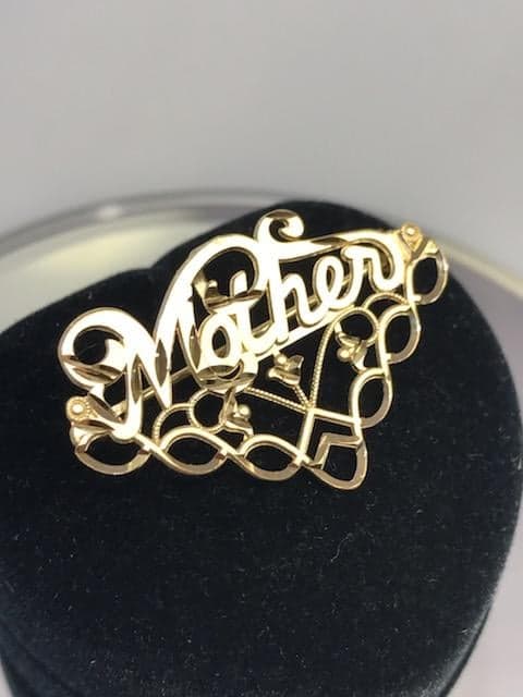 14 Karat Solid Yellow Gold Mother Charm Pendant Pin - Italian Gold - Philadelphia Gold & Silver Exchange
