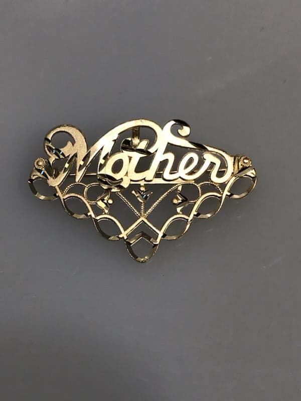 14 Karat Solid Yellow Gold Mother Charm Pendant Pin - Italian Gold - Philadelphia Gold & Silver Exchange