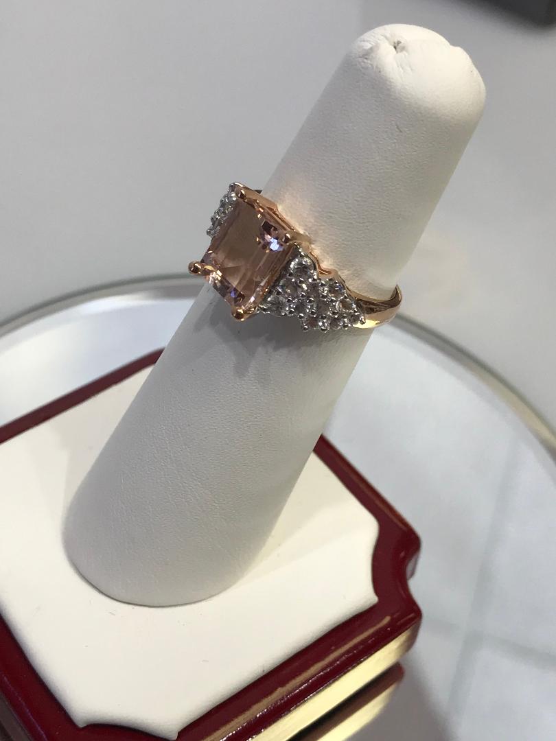 10 Karat Rose Gold Quartz and Cubic Zirconia Ring - Philadelphia Gold & Silver Exchange