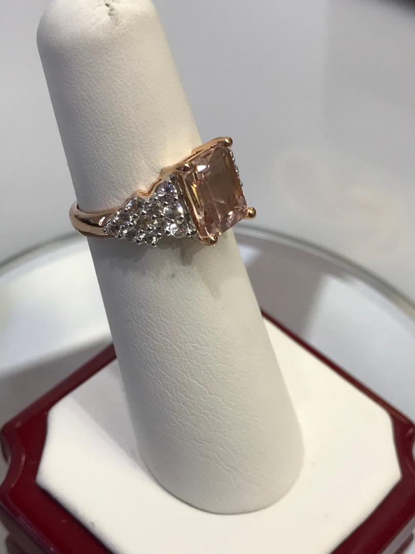 10 Karat Rose Gold Quartz and Cubic Zirconia Ring - Philadelphia Gold & Silver Exchange