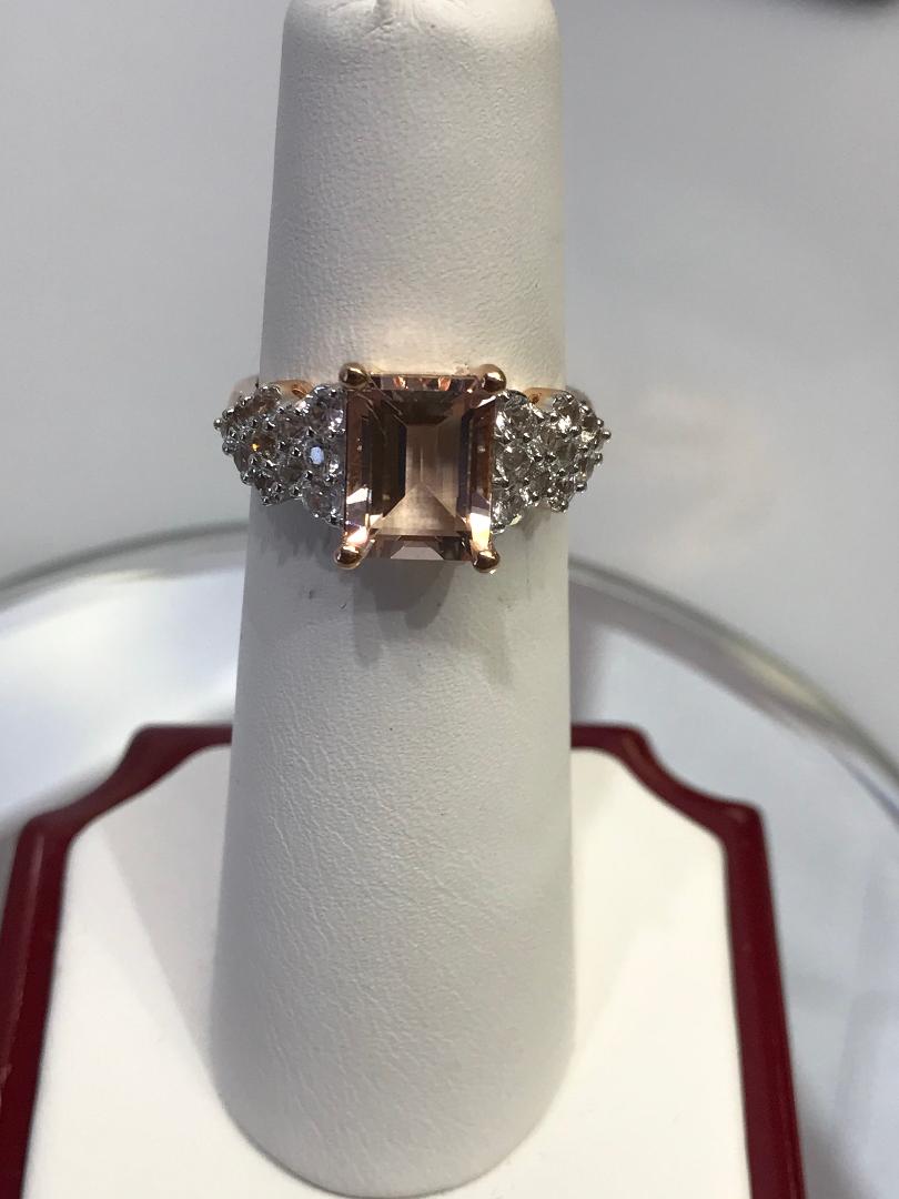 10 Karat Rose Gold Quartz and Cubic Zirconia Ring - Philadelphia Gold & Silver Exchange