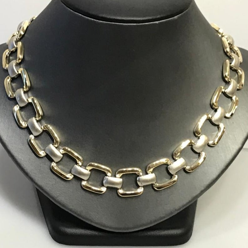 2 Tone Gold Diamond Link Lock Necklace - Philadelphia Gold & Silver Exchange